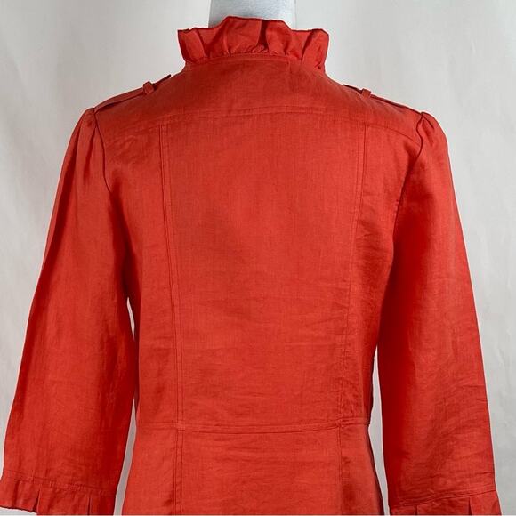 Luii Orange Pure Linen Ruffle Coastal Grandma Romantic Jacket NWOT Size S - Picture 6 of 12